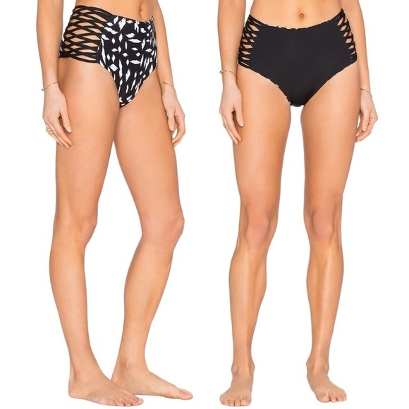 L*SPACE x REVOLVE Tigress Reversible Bikini Bottom in Black - Picture 1 of 9